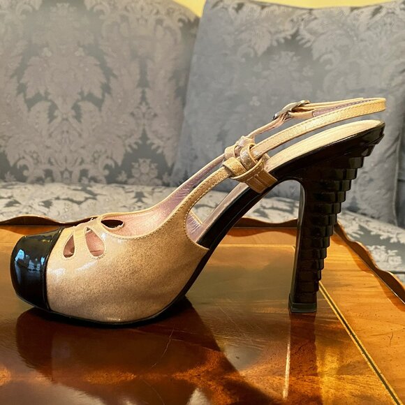 💯Authentic CHANEL Pink/Black Glitter Slingbacks - Size 37 - Picture 10 of 15